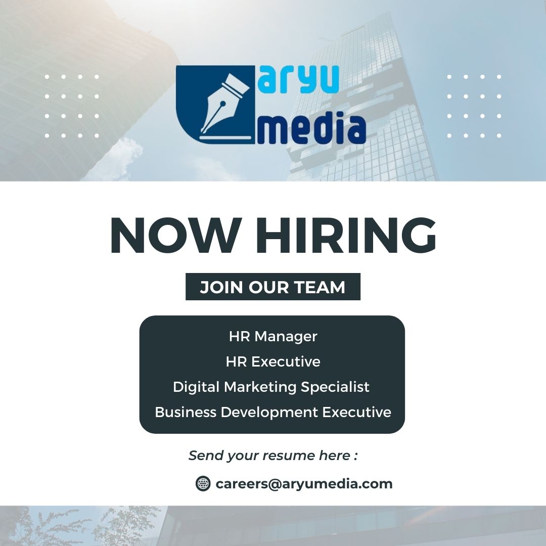 aryumedia's tweet photo. Aryu Media is hiring for multiple profiles. Interested candidates send your resumes at careers@aryumedia.com

#aryumedia #aryu #hr #hrexecutive #manager #digitalmarketingexecutive #bde #businessdevelopmentexecutive #media https://t.co/rtHFzdXP6Z