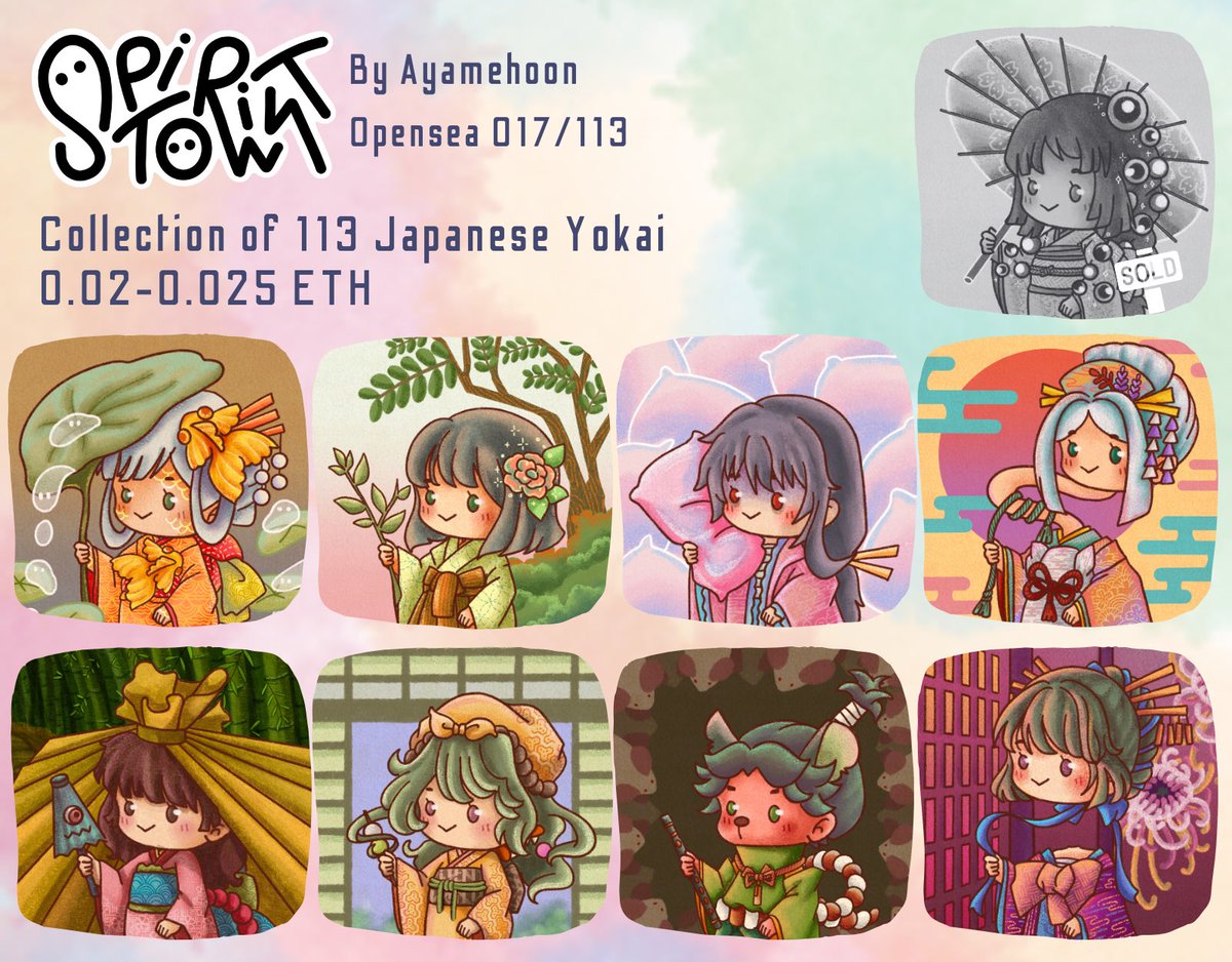 AyameHoon's tweet photo. [NEW DROP] SPIRIT TOWN collection

https://t.co/6x9wWcZFYC
 Collection of 113 Japanese spirits

Gather all adorable Japanese Yokai in one place, They will bewitched you to fall in love, Be aware! 

#NFTs #NFTJapan #NFTTHAILAND #NFTCommmunity #nftart https://t.co/kckKemcGkt