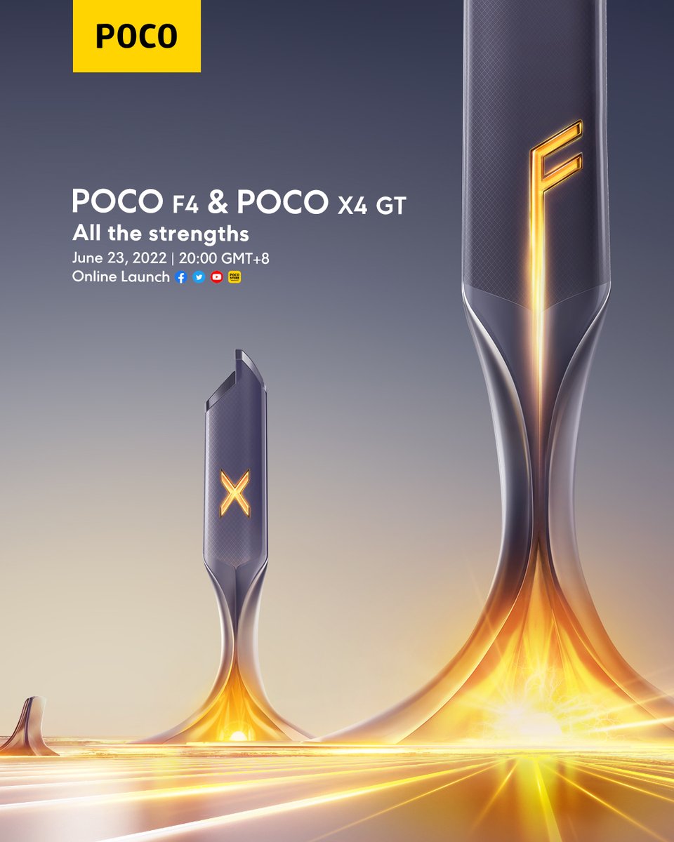 xiaobo_qiu's tweet photo. 🔥About to introduce #AllTheStrengths you need🔥
Bringing you not one, but TWO new devices! 

Don't miss #POCOF4 and #POCOX4GT global launch event on June 23rd at 20:00 GMT+8!

Tell me which one are you expect more? https://t.co/FybxWDL4qu