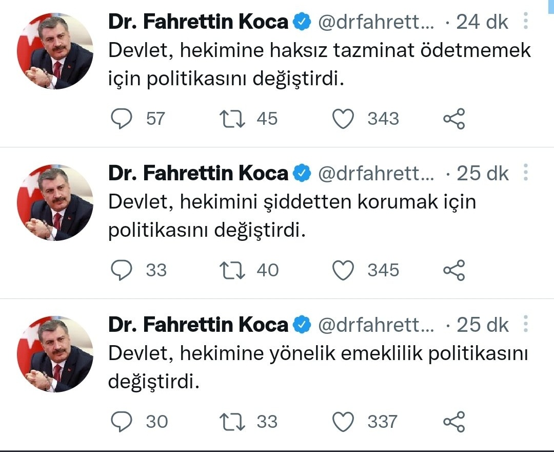 Hemşire, ebe, tekniker, paramedik, att kısaca hekim dışı 39 branş  için ayrı bir bakanlık kurulsun. Yıllardır bizleri yok sayan bakanlıktan biri bizi kurtarsın. Ayrılırsak hekimlerde, hekim dışı branşlarda  emin olun daha  mutlu olacaktır. 
<a href="/drfahrettinkoca/">Dr. Fahrettin Koca</a>