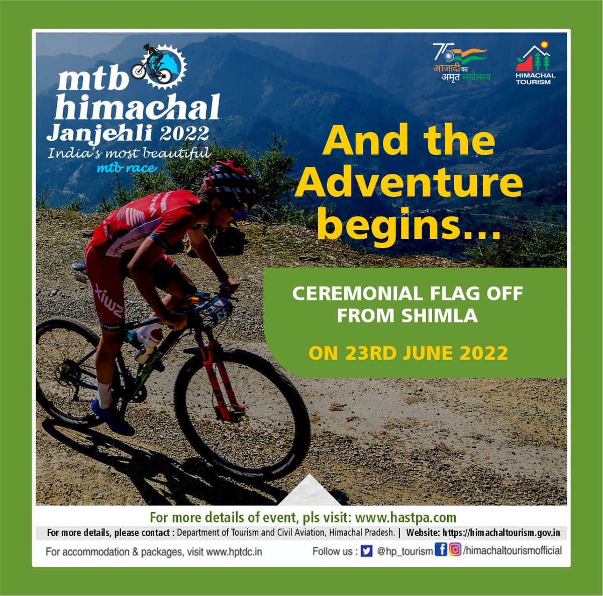hp_tourism's tweet photo. In this #thrilling journey, be a part of the Mountain #Biking Festival and explore the hidden natural beauty of #Himachal Pradesh.
#MTB #himachaltourismofficial #HASTPA #MountainBikingFestival #Shimla #Janjehli #AdventureTime #HeavenyHimachal #travel #FridayFitness https://t.co/uogTzqoDUd