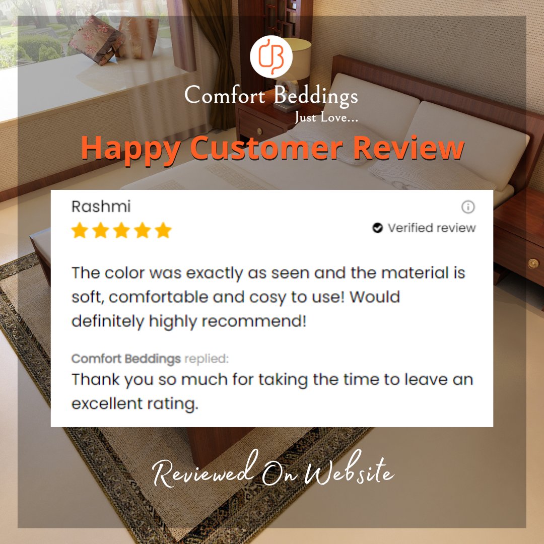 BeddingsIndia's tweet photo. Thank You Ms. Rashmi For Your Valuable Feedback..🙂
we always try to improve ourselves to give more value to our customers.🛏💟

#beddings #homedecorating #happycustomerfeedback  #happycustomer😊 #happycustomermakeushappy #HappyCustomerReview #happycustomermakesmehappy https://t.co/vkURGQo5MQ