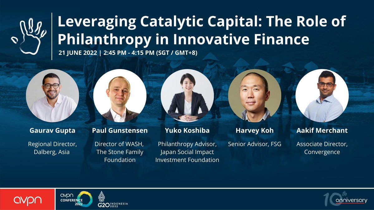 21 June @avpn_asia’s Global Conference: Join @DalbergTweet's @GauravGuptaX as he moderates a panel discussion on the role of #philanthropy in #InnovativeFinance.

Learn more here: avpn.asia/conference/

#AVPN2022 #TheAsianDecade