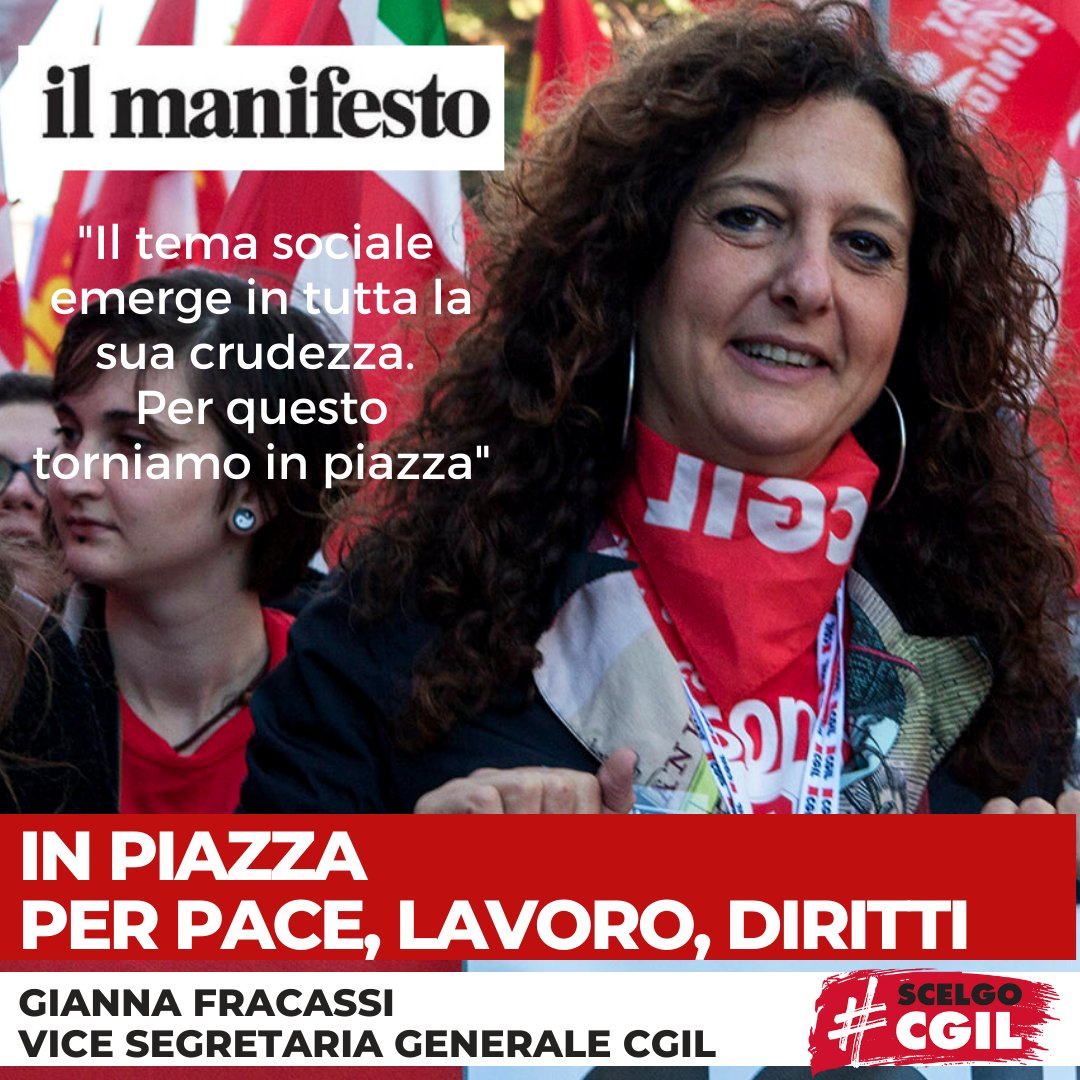 🗞️"Torniamo in piazza per dar voce ai nostri delegati, per chiedere, come #Cgil, #Pace, #Lavoro, #Diritti".  Un'intervista a <a href="/giannafracassi/">Gianna Fracassi</a> su <a href="/ilmanifesto/">il manifesto</a> alla vigilia della manifestazione nazionale.

👉L'intervista: bit.ly/3zKTBkY

📌#18giugno ore 10 piazza del Popolo