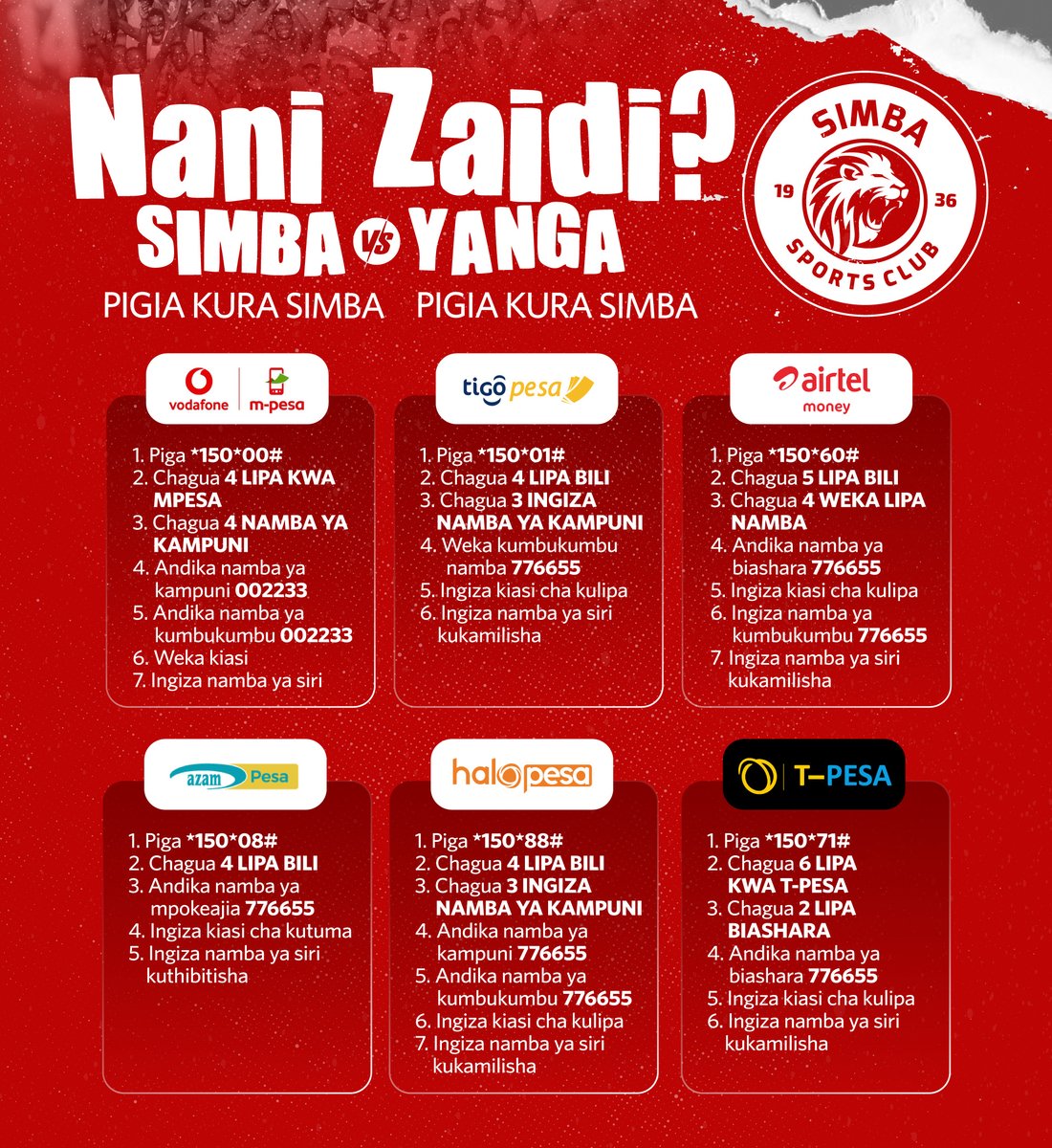 SimbaSCTanzania's tweet photo. 🗳 Zoezi la kupiga kura linaendelea…

Mwanasimba piga kura yako sasa 💪 #NguvuMoja https://t.co/Nz9PPQg9nL