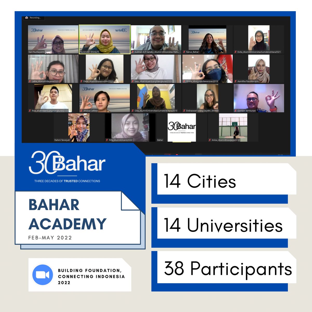 baharlawfirm's tweet photo. Building Foundation – Connecting Indonesia 2022  The first Bahar Academy program has officially ended.   #BaharAcademy #ThreeDecadesofTrustedConnections #BaharFoundation #BaharLawfirm #training #education #community #development #legal #university #indonesia https://t.co/Vf1j9QWJdz