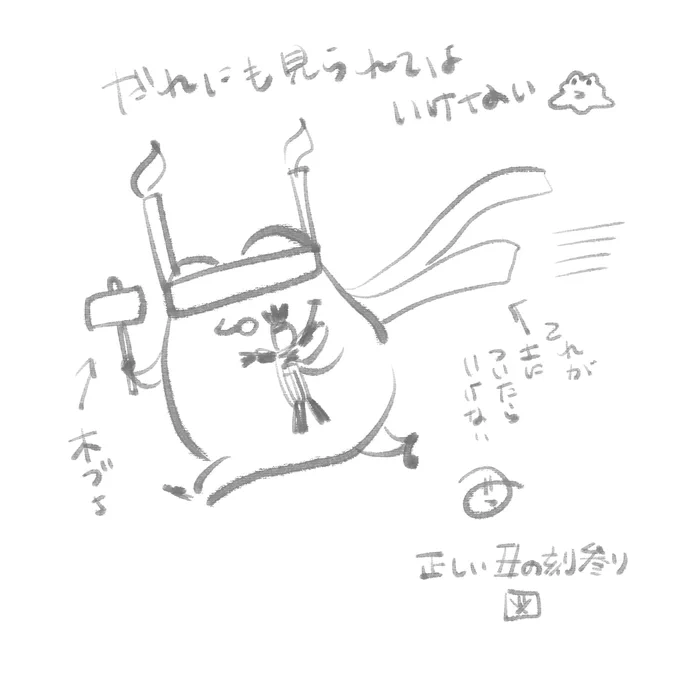 かえるさんはしないけど
昨日正しい丑の刻参りについて語りあった後に出来ていた図です🐸 