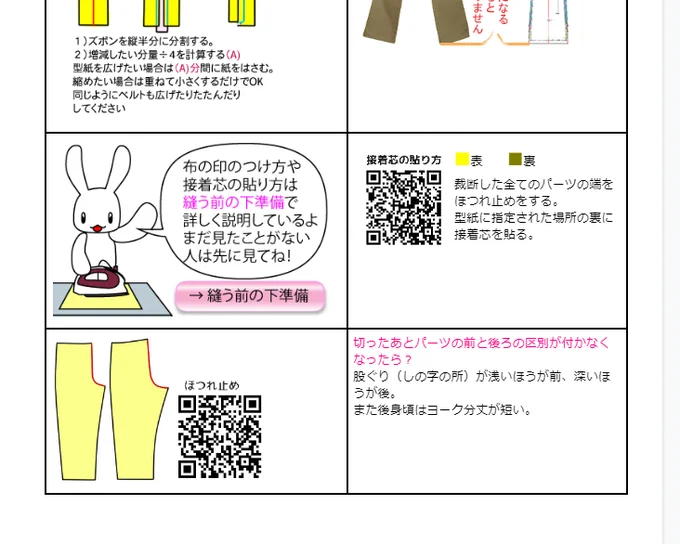 印刷済みの美脚パンツの型紙の説明書に
動画等のある詳細ページのQRコードを追加しました
スマホでイラストだけだと分かりにくいという場合
カメラでQRコードを撮影すると動画やより詳しい説明を見ることが出来ますよ!
より作りやすくなったと思います!
https://t.co/Rs3wNcaVpc 