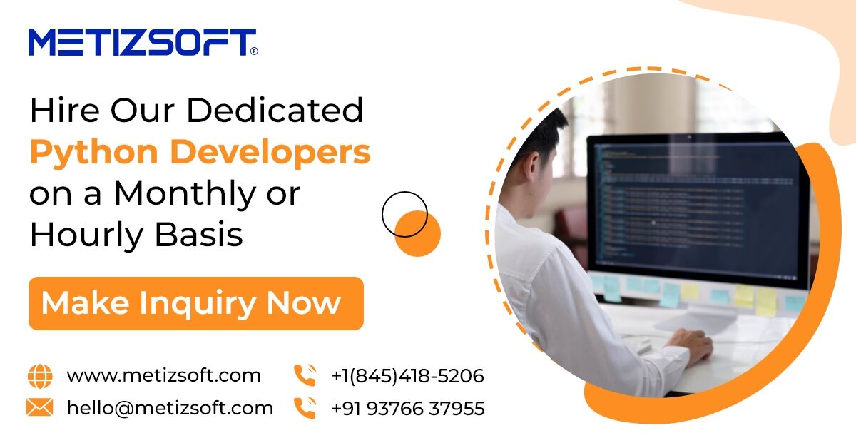 Metizsoft's tweet image. Need a Python developer on your project? Hire Python Developers from Metizsoft, and We will provide you ideal solution for your business needs.
Make an Inquiry Now! 👉 bit.ly/3mWxH6p
#python #pythondevelopers #hirepythondevelopers #dedicateddeveloper #developer