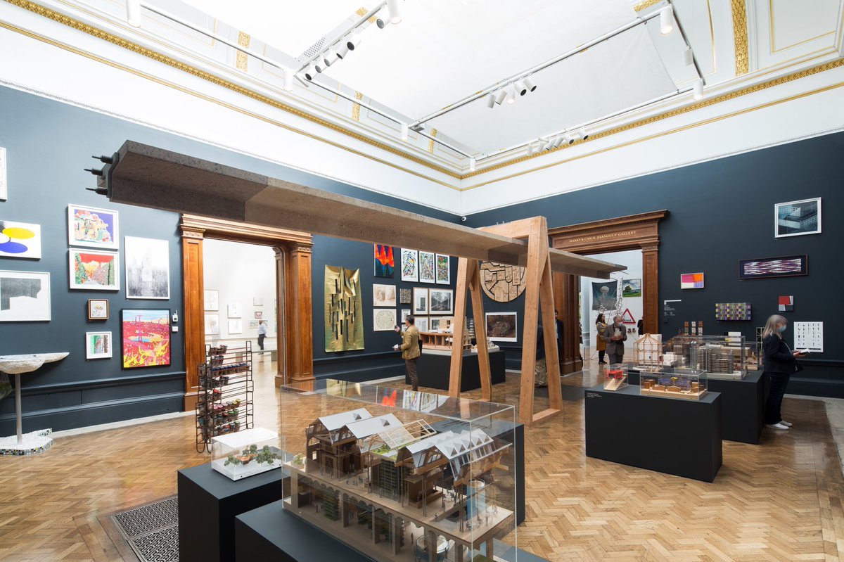 stonemasonryco's tweet photo. Our loadbearing #stone beam with @WebbYates is at the @royalacademy #rasummershow demonstrating the incredible versatility of stone and its #lowcarbonfootprint .Stone has still got its place in the modern build as a structural material.Thanks to the curators https://t.co/nvce59xP8m