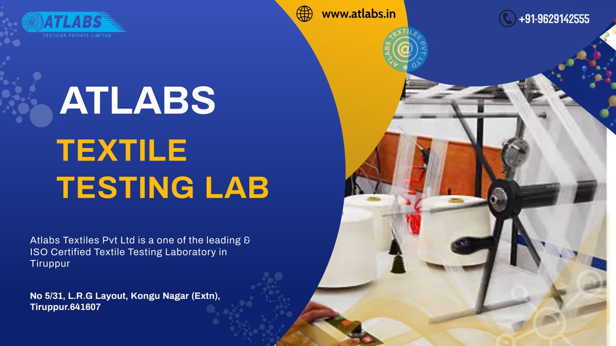 AtlabsTextiles's tweet image. Atlabs Textile Testing Lab is a leading testing lab for fabric, textiles and apparel. We serve the textile industry by providing analytical services and solutions that ensure quality at every stage of production.
#Atlabs, #AtlabsTextiles, #TextileTestingLab