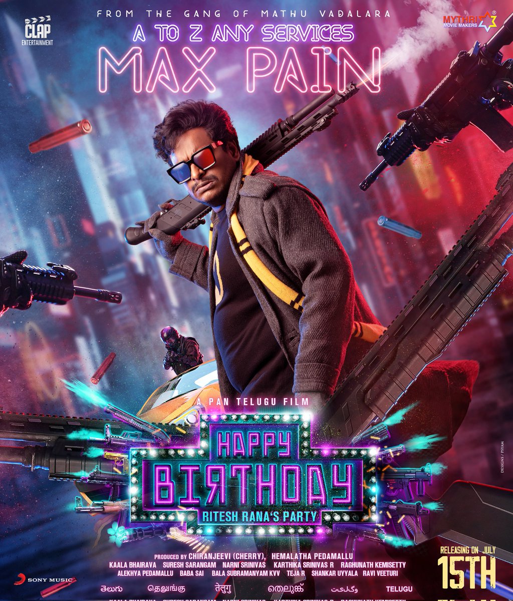 ఇచ్చట అన్ని సర్వీసులు చేయబడును! 
Introducing #Satya as MAX PAIN from #HappyBirthday 🥳

In Cinemas from July 15th 💥💥
#HBDMovie #HBDMovieOnJuly15

<a href="/Itslavanya/">Lavanya konidela tripathi</a> <a href="/RiteshRana/">Ritesh Rana</a> <a href="/vennelakishore/">vennela kishore</a> @nareshagastya <a href="/kaalabhairava7/">Kaala Bhairava</a> @sureshsarangam <a href="/ClapEntrtmnt/">Clap Entertainment</a> <a href="/MythriOfficial/">Mythri Movie Makers</a>