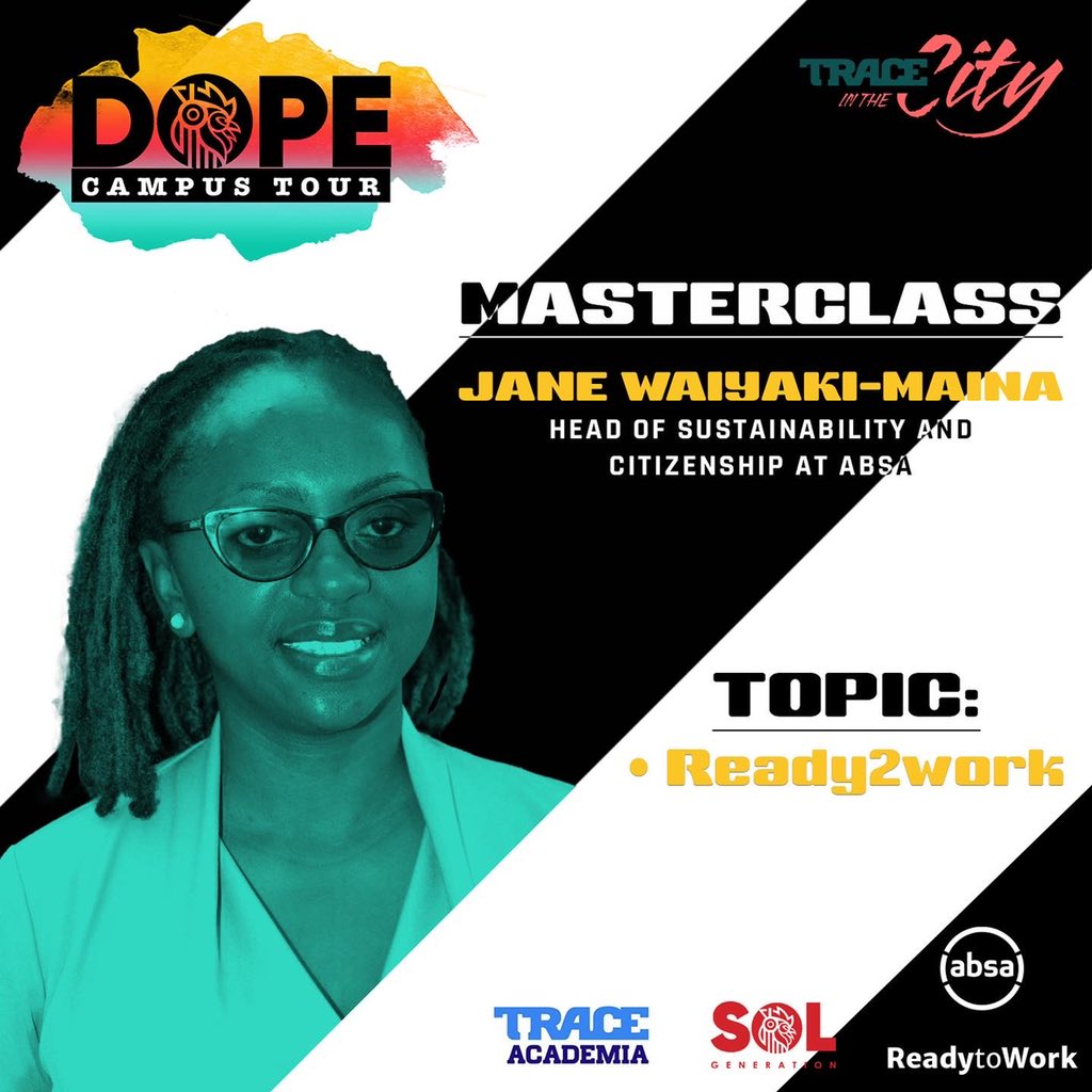 solgeneration_'s tweet photo. @MountKenyaUni; Absa Kenya’s head of sustainability and citizenship Joan Waiyaki will be speaking at the masterclass happening this weekend. 
Catch her; Saturday 18th, 12pm.

@AbsaKenya 
@TraceEastAfrica 

#DOPECampusTour 
#DOPExAbsaRTW
#AbsaReadyToWork
#TraceInTheCityKE https://t.co/XYX6Vu4hx2