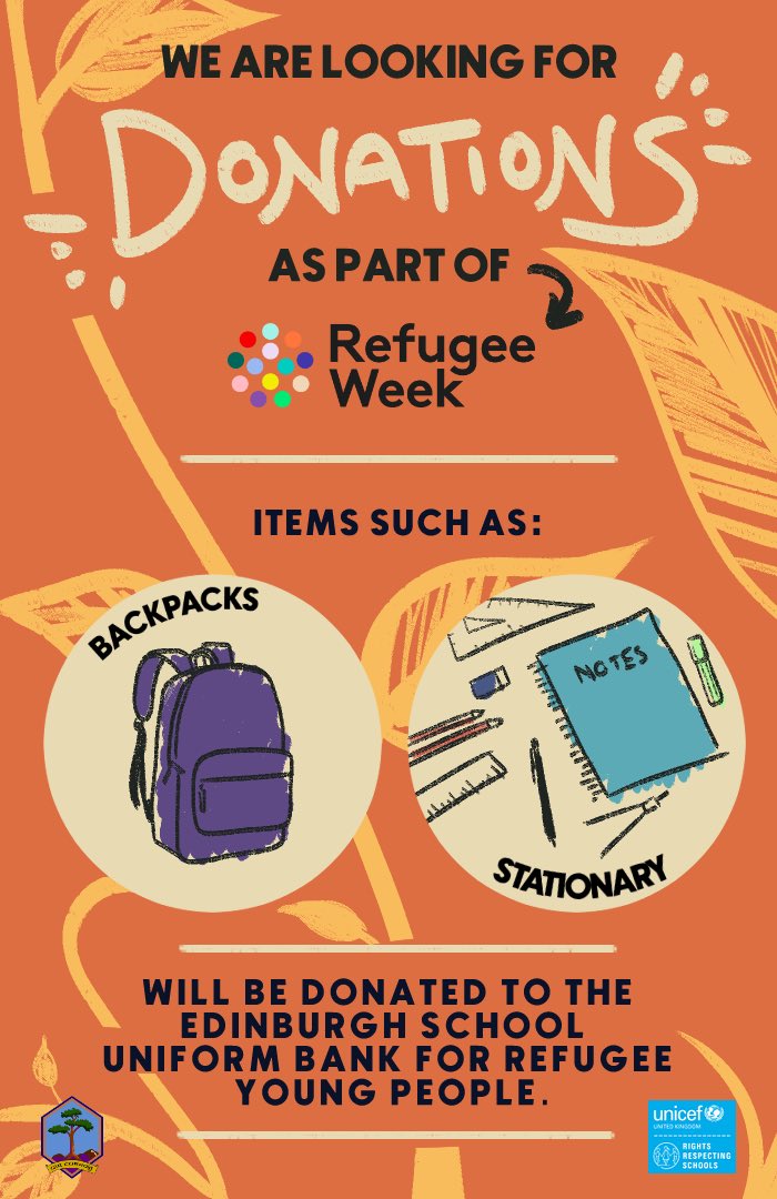 If you can donate please get in touch with the school or <a href="/firrhillrrsa/">Firrhill High School RRS Equalities group🌍</a> #RefugeeWeek2022 thank you 🙏