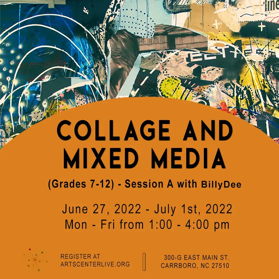 During this week-long camp, students will learn to create expressive artworks based on their personal interests using collage and mixed media. Enroll your child today: buff.ly/3MZsFR6