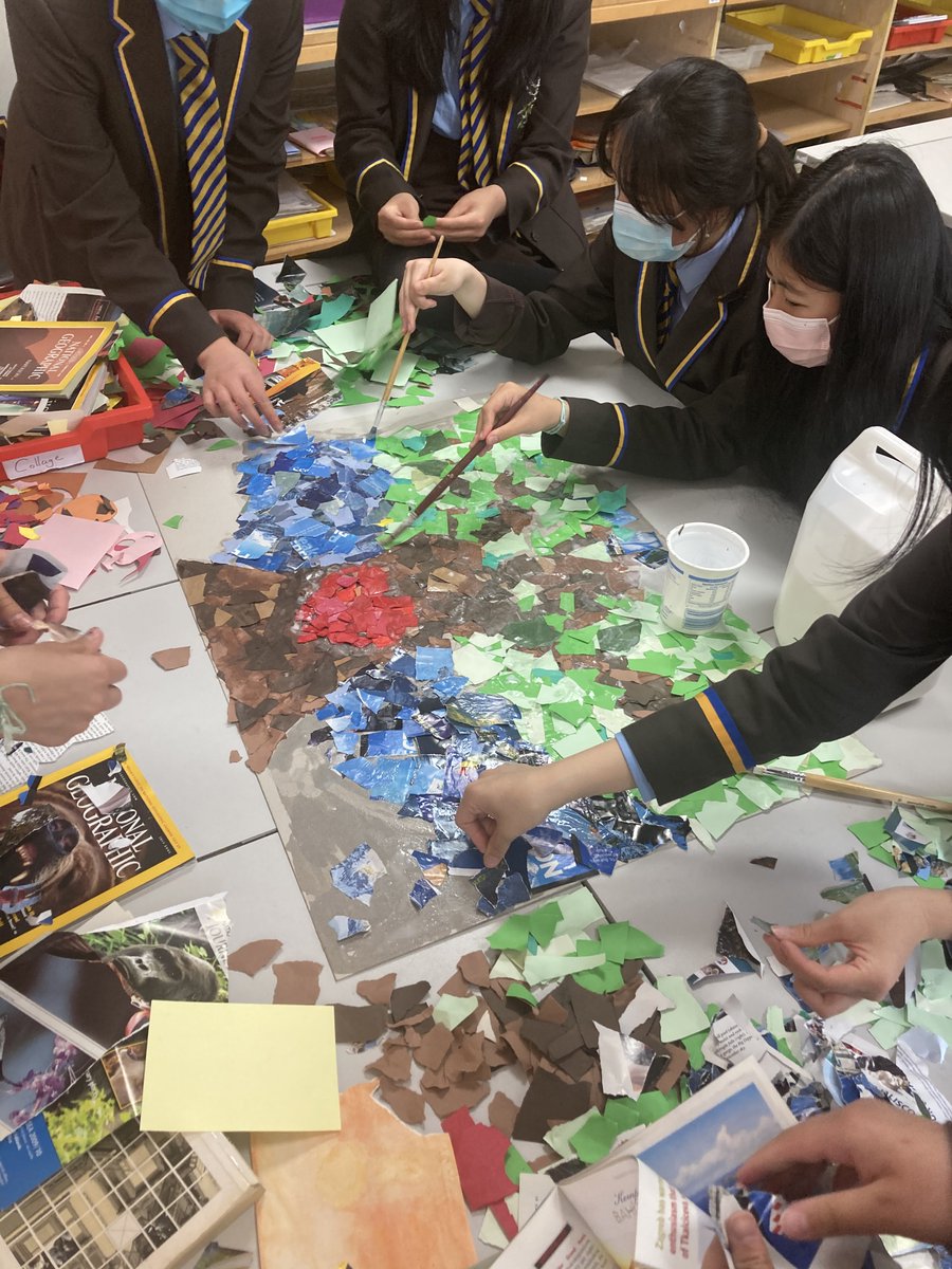 NDHSDesignDept's tweet photo. Gorgeous collage made at the Arts and Crafts Activities Day yesterday using only recycled materials! Very impressive team work! @ndhsglasgow https://t.co/2DLnm1UOeu