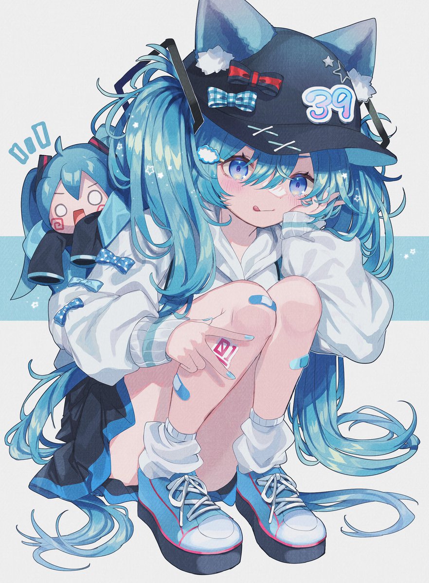 初音ミク「ミクさん🐱💙
  #初音ミク 」|ふいなぎ⛄️のイラスト