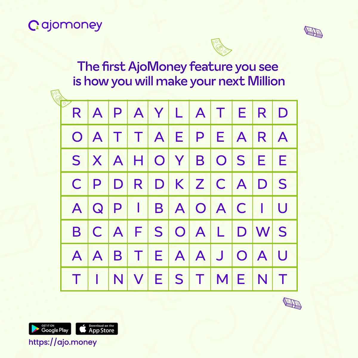 tyms_io's tweet photo. Let’s play a game!💃🏾💃🏾

The first feature you see is how you’ll make your next million on AjoMoney. 

Are you ready? Let your answers start rolling in!💃🏾

#gamesfriday #financialfreedom #AjoMoney https://t.co/AnbhEGux5s