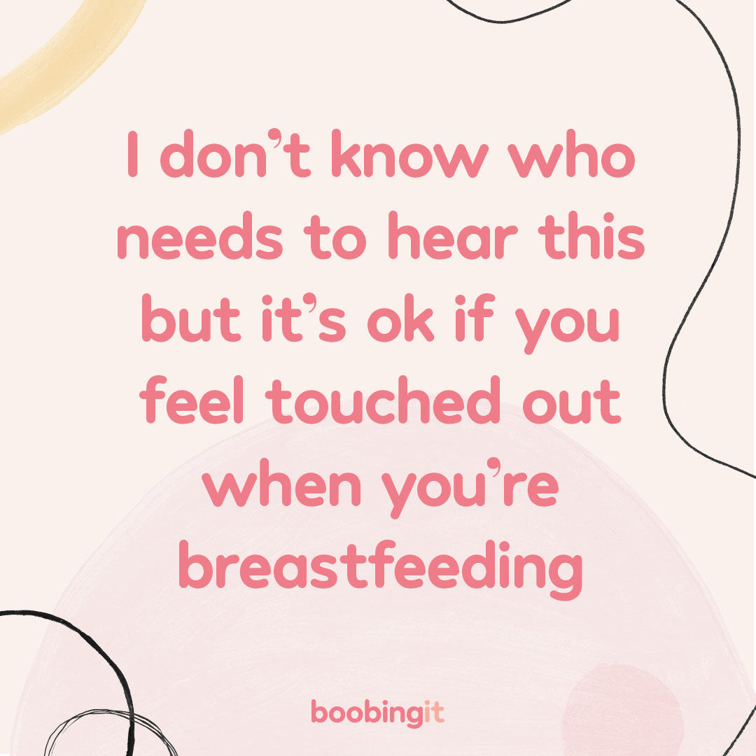 boobingit's tweet photo. Many people feel touched out when breastfeeding, and it’s nothing to feel bad about. This is your reminder to prioritize yourself when you can and enjoy some alone time!

#Breastfeeding #TouchedOut https://t.co/ZlwAmBvCr4