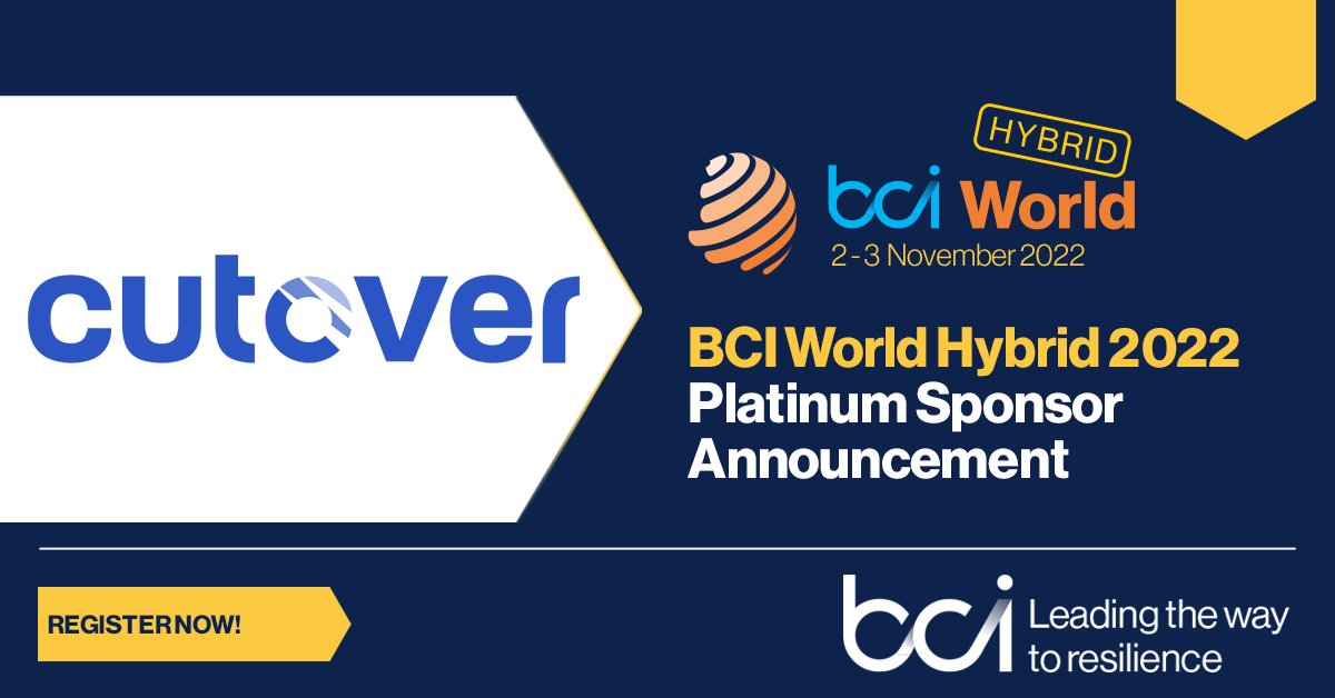 We are excited to announce <a href="/gocutover/">Cutover</a> as Platinum #Sponsor for #BCIWorldHybird2022. Click to find out more: bit.ly/3NOOfJh