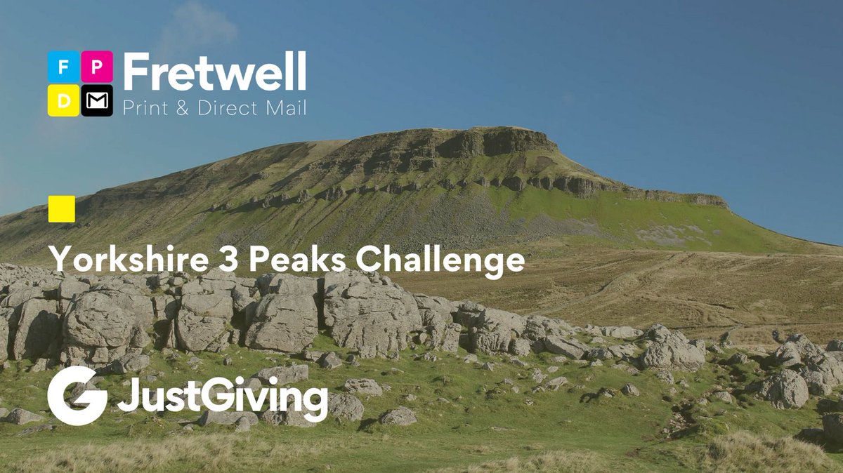 Fretwell Print &amp; Direct Mail are participating in the Yorkshire 3 Peaks Challenge for Charity on the 25th June.

justgiving.com/fundraising/fr…

#Charity #JustGiving #Sponsor #Give #Help #Support #Yorkshire #Challenge #SueRyder #Manorlands