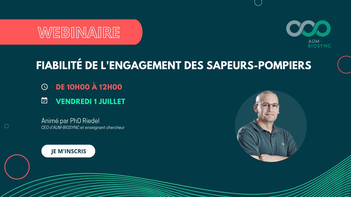 [WEBINAIRE]📍Le vendredi 1er juillet à 10h00, <a href="/marcriedel_/">Marc Riedel</a> développera la fiabilité de l'engagement des <a href="/PompiersFR/">Pompiers de France</a>. Retrouvez le programme complet et le lien d'inscription sur LK ! #horairesatypiques #repos #santé #RH #management #pompiers #expertise #opérationnel #impact