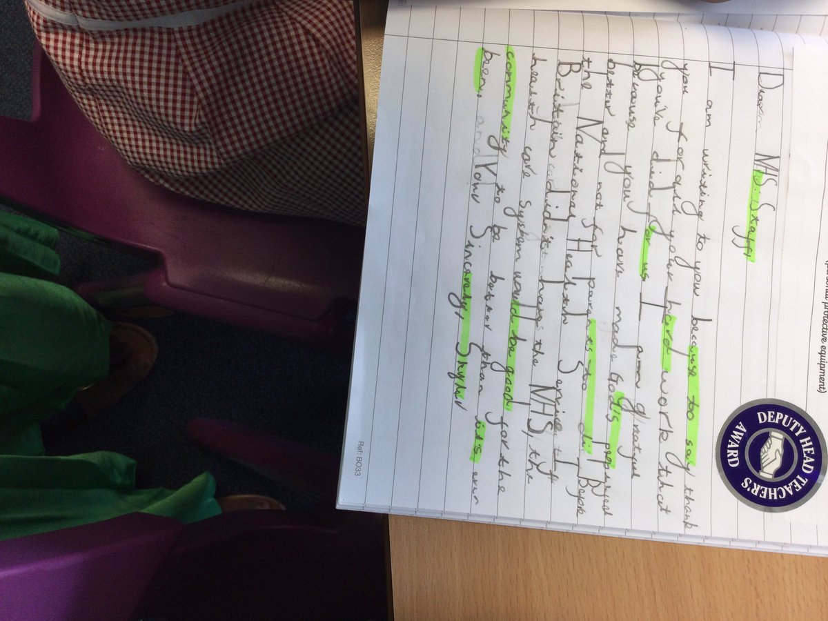 A calm afternoon, the children are writing up their letters to the NHS staff to thank them for their hard work. #Year2 #NHS #MarySeacole #FlorencNightingdale #History #DeputyHeadTeachersAwards
