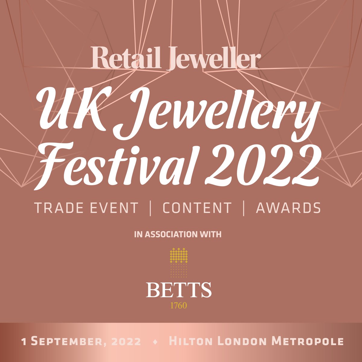 Buy the latest jewellery collections from leading suppliers such as <a href="/Hockley_Mint/">Hockley Mint</a>, <a href="/Ntinga/">Ntinga</a> and <a href="/SifJakobs/">Sif Jakobs Jewellery</a>.

Attend the UK Jewellery Festival 2022, taking place in London on 1 September. 

Register for the trade event here: surveymonkey.co.uk/r/6NLKR7T

@BettsMetals #UKJF #UKJF2022