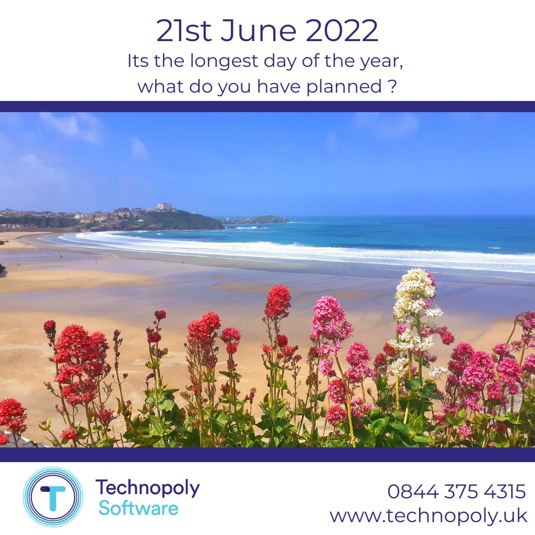 What do you have planned for the longest day?
technopoly.uk
0844 375 4315
#software #softwaredevelopers #smartmanagement #fleetandworkshop #peopleandresources #assetmanagement
