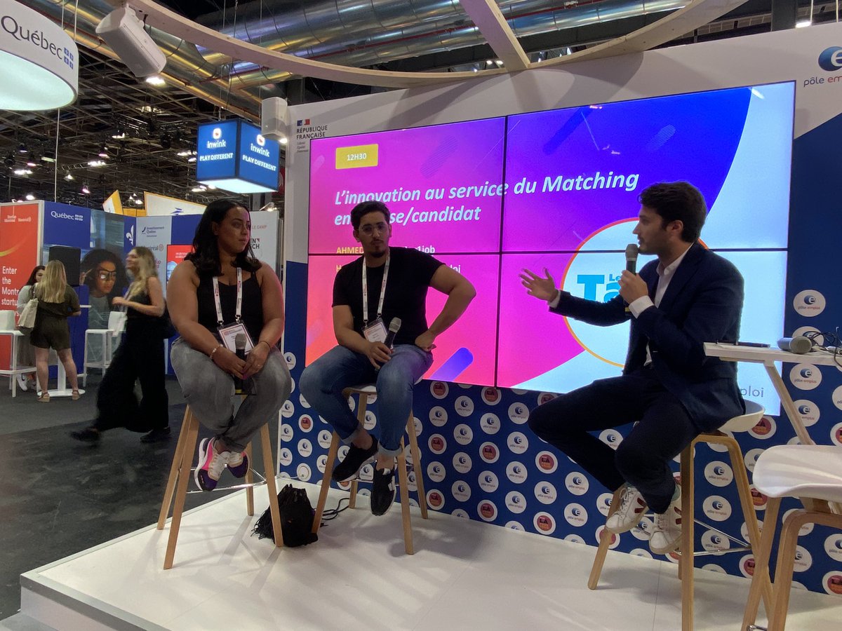 [Les Talk de @pole_emploi 🗣] « L’#innovation au service du Matching entreprise/candidat » avec <a href="/Ahmed_Soltani_/">Ahmed Soltani</a>, fondateur de 1cv1job, et <a href="/HaoitifDellaoui/">haoitif dellaoui</a> de @pole_emploi

↪️ #Onboarding, expérience utilisateur au sein de l’entreprise 👀

#VivaTech #VivaTech2022 #AvecPôleEmploi
