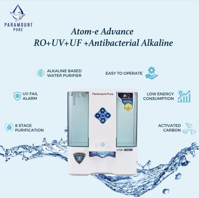 ParamountRO's tweet photo. Need 100% #pure #water  with just a touch? Look no further than our Atom-E Advance RO + UV + UF + Antibacterial Alkaline Purifier!

Get #clean and #healthy  drinking water in every sip! Visit the link in our bio. https://t.co/5t6NLS9NIZ