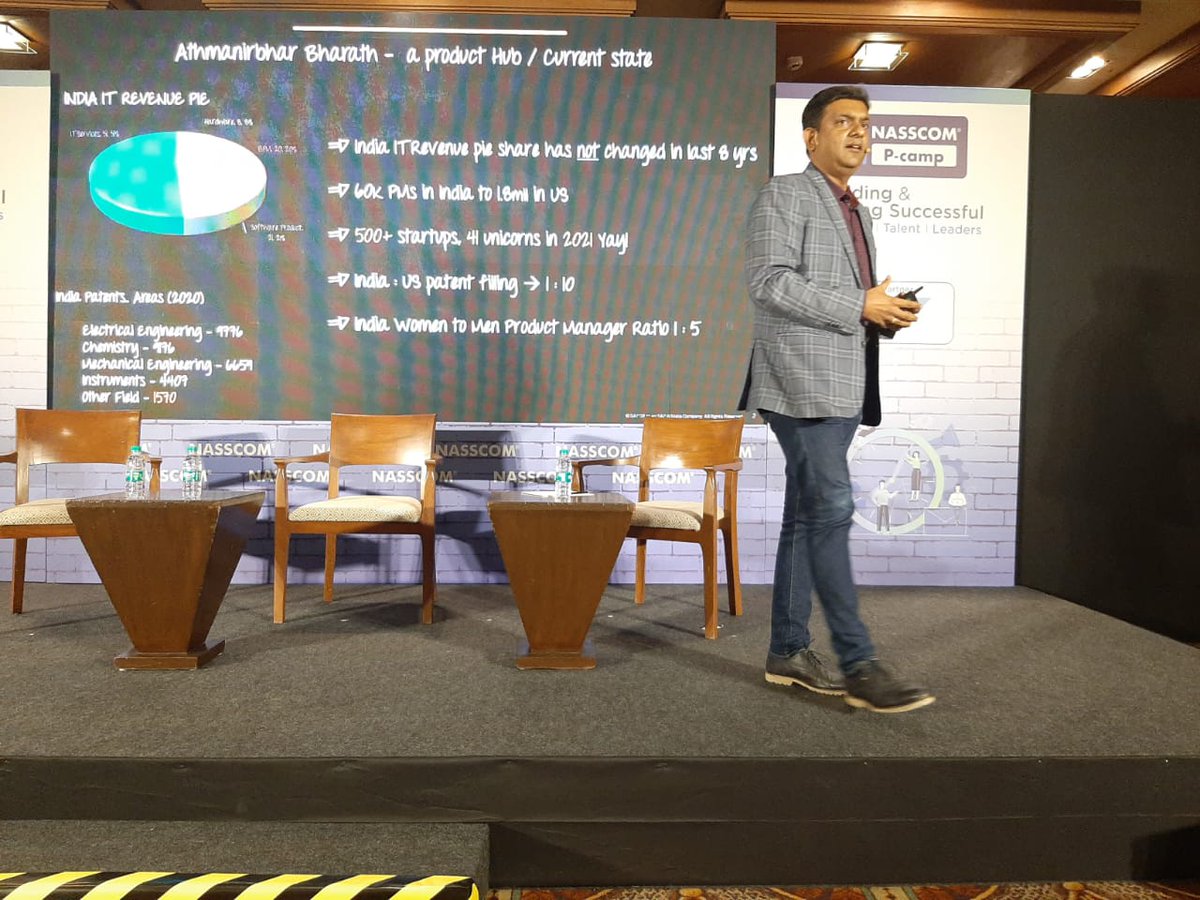 nasscomdeeptech's tweet photo. In a very impactful 'Being Atmanirbhar' session @srivat_s (Senior Director, @saplabsindia) emphasizes that "We really need influencers in the product space. These are the people who actually create a market for you."
#PCamp #50KPM #Productmanagement #WorldClassFromIndia https://t.co/fiI4b4TALe