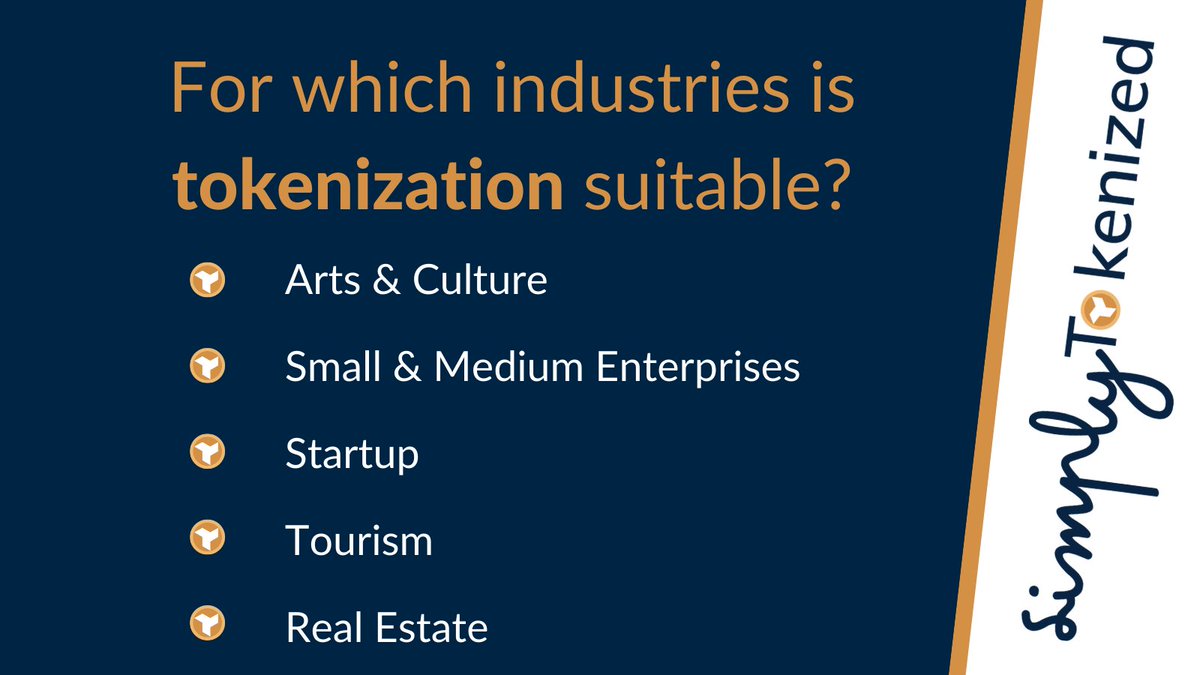 Tokenization can be used in many ways. In the picture you can find the industries for which it is particularly suitable.
#tokenization #tokens #fintech #NFT #NFTCommunity #crowdinvesting #crowdfunding