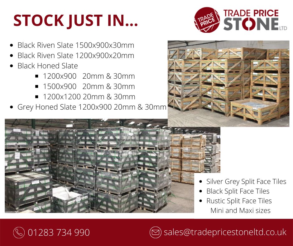 tradepricestone's tweet photo. Stock arrived this week! #naturalstone #stockists #brazilianslate #featurewalltiles #wallandfloortiles #tiles #slabs https://t.co/B1JJd1MuS4