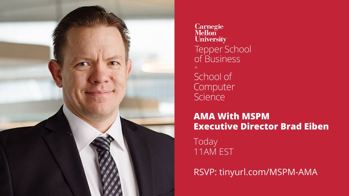 teppercmu's tweet photo. CMU MSPM Executive Director — and experienced product manager — Brad Eiben has answers to your questions about igniting a career in product management.
Register for today's AMA NOW at https://t.co/ud5jfGIeAa.
#productmanagement #productmanagerjobs #AMA #pmschool #mspm https://t.co/t4QXN8And9