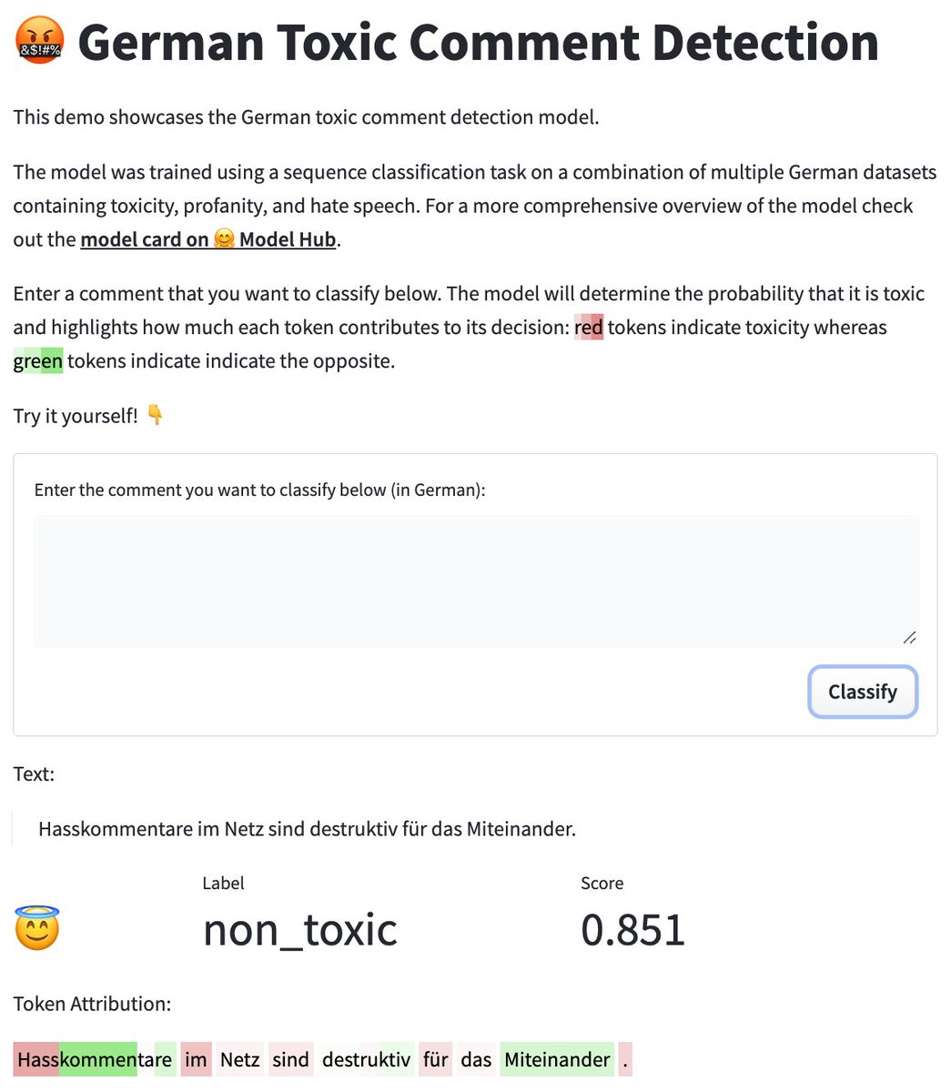 ml6team's tweet image. #StopCyberbullyingDay - @ml6team trained machine learning models to detect toxic comments in Dutch &amp;amp; German to help remove harmful content.Try them on @huggingface Spaces:
👉 Dutch: hubs.la/Q01dTCD20 
👉 German: hubs.la/Q01dTDXg0 
#ToxicityDetection #CyberAwareness