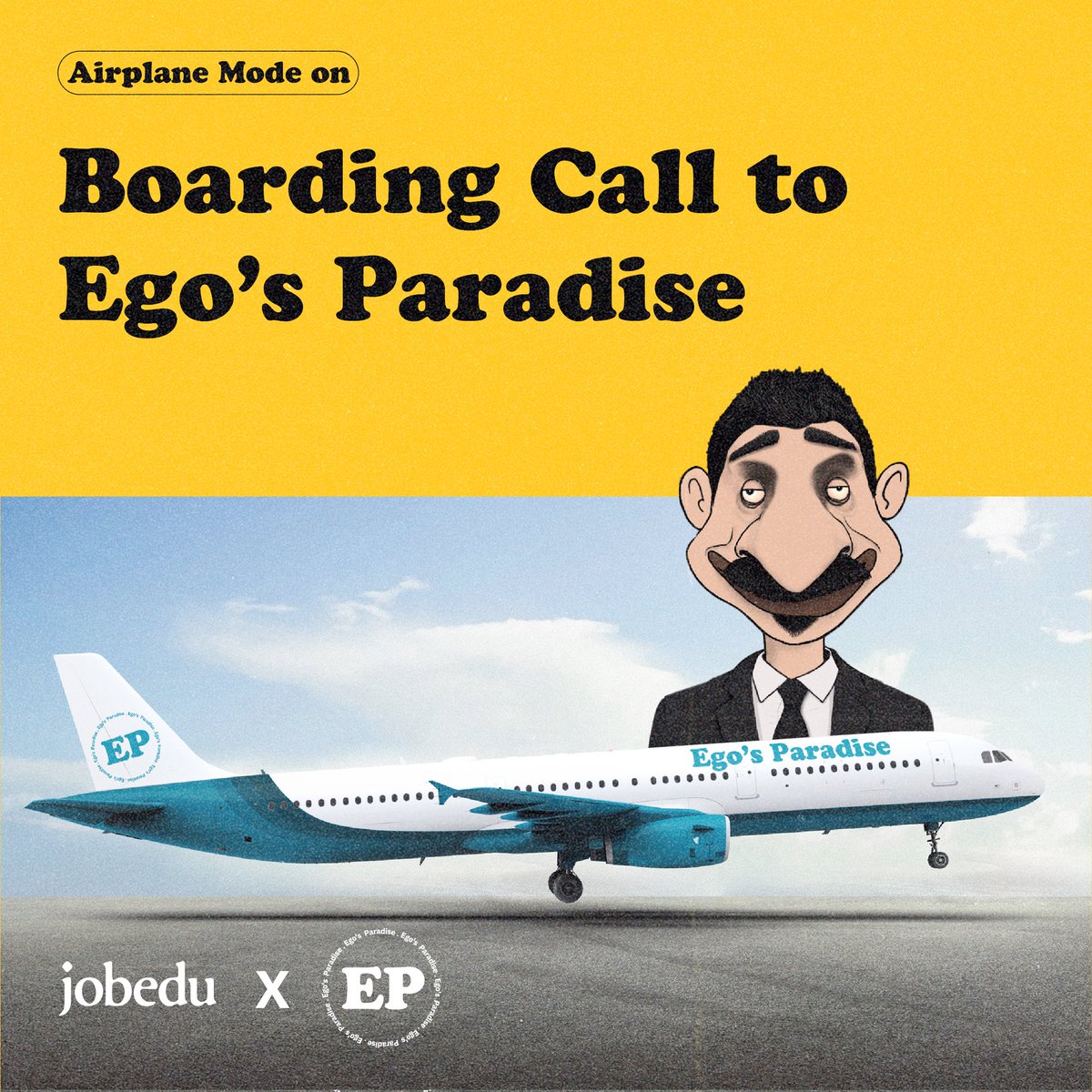 Jo_bedu's tweet photo. Ladies and gents, It is our greatest pleasure to invite you all to board the first flight to Egoโs Paradise, a destination of deep meditation, self-reflection and a better reality.
#EgosParadise #jobedu https://t.co/9V6slpJN82