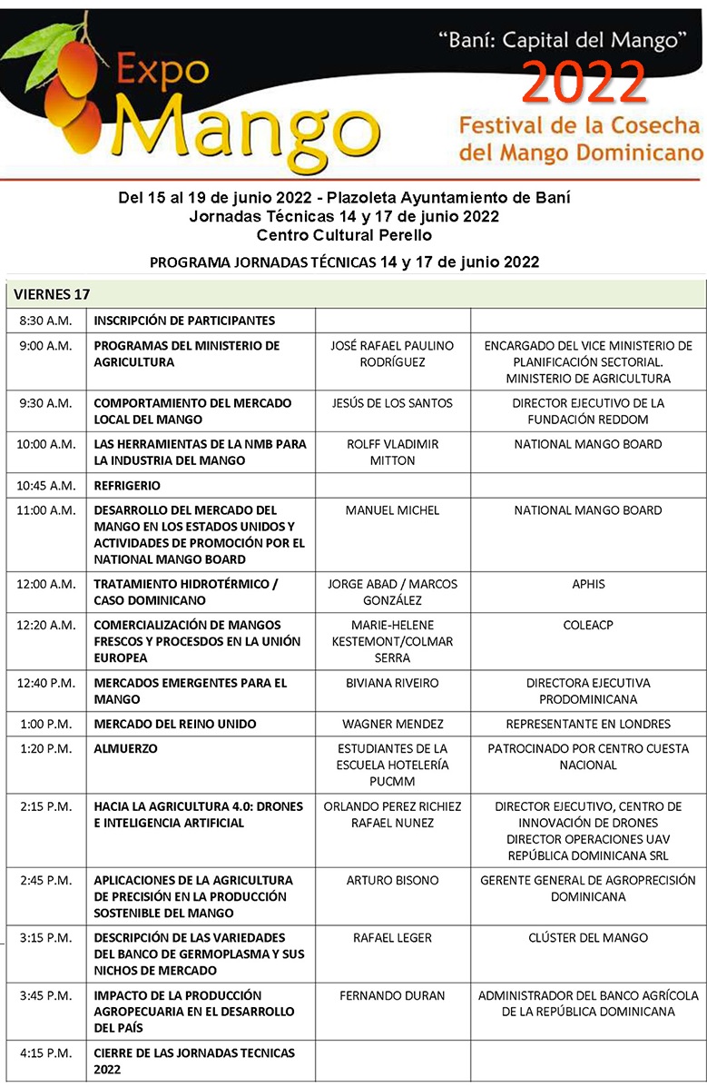 expomango's tweet photo. CONTINÚA HOY, viernes 14 de junio, Jornada Técnica de @expomango 2022. ¡ASISTE!, en @ccperello en Escondido, Baní. #expomango es la feria por la cosecha del mango Dominicano, hasta domingo 19 de junio en Plazoleta Ayuntamiento de Baní, Peravia. #expomango2022 #banicapitaldelmango https://t.co/mRnjkjYK1Y