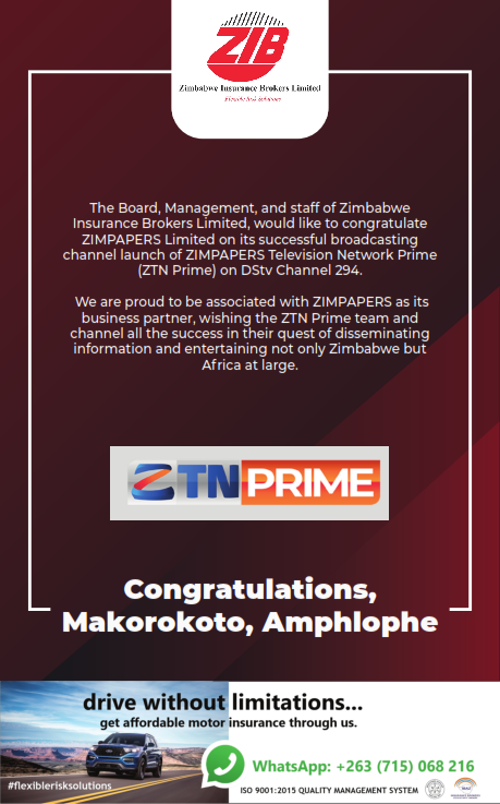 ZIBinsurance's tweet photo. Congratulations Zimpapers Limited on its successful broadcasting channel launch of ZTN Prime Channel 294 on DStv. #ZTNPrime #zimpapers #DSTV294 #insurance#Zimbabwe https://t.co/sB02nD0iQT