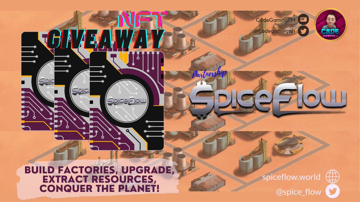 cadegamingph's tweet photo. 🎁 #NFTGiveaway collaboration with Spice Flow #NFTGame Let's go!

3 X Winners of Premium Pass

1️⃣Follow @spice_flow &amp; Me
2️⃣❤️-RT &amp; Tag 3 Friends
3️⃣Join discord https://t.co/1ZjmWFuSrT
4️⃣Comment WAX wallet &amp; discord ID

🖥️ https://t.co/D4vKmgVm2g

⏱️ Ends 72 hours https://t.co/p7zB6UbfIB