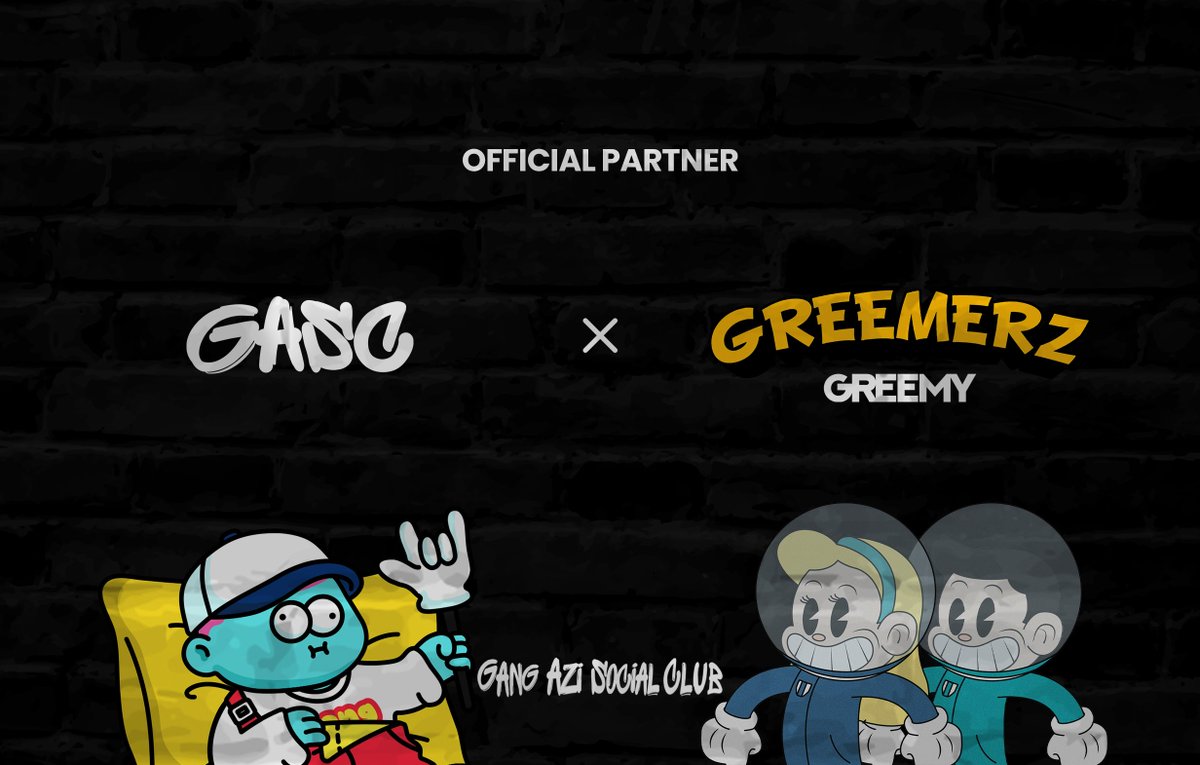[GASC X  GREEMERZ 공식 파트너쉽 발표]

GASC는 GREEMERZ와 공식 파트너쉽을 맺게 되었갱! 🎉

<a href="/gaang_azi/">GangAziSocialClub</a> 
@GREEMY_Official 

GASC 팀은 이번 GREEMERZ과의 파트너쉽을 통해 기쁘고 모두와 함께 이 소식을 나눌 수 있어서 뿌듯하갱!

#gasc #greemy #relax #r2e #gangazisocialclub #nft
