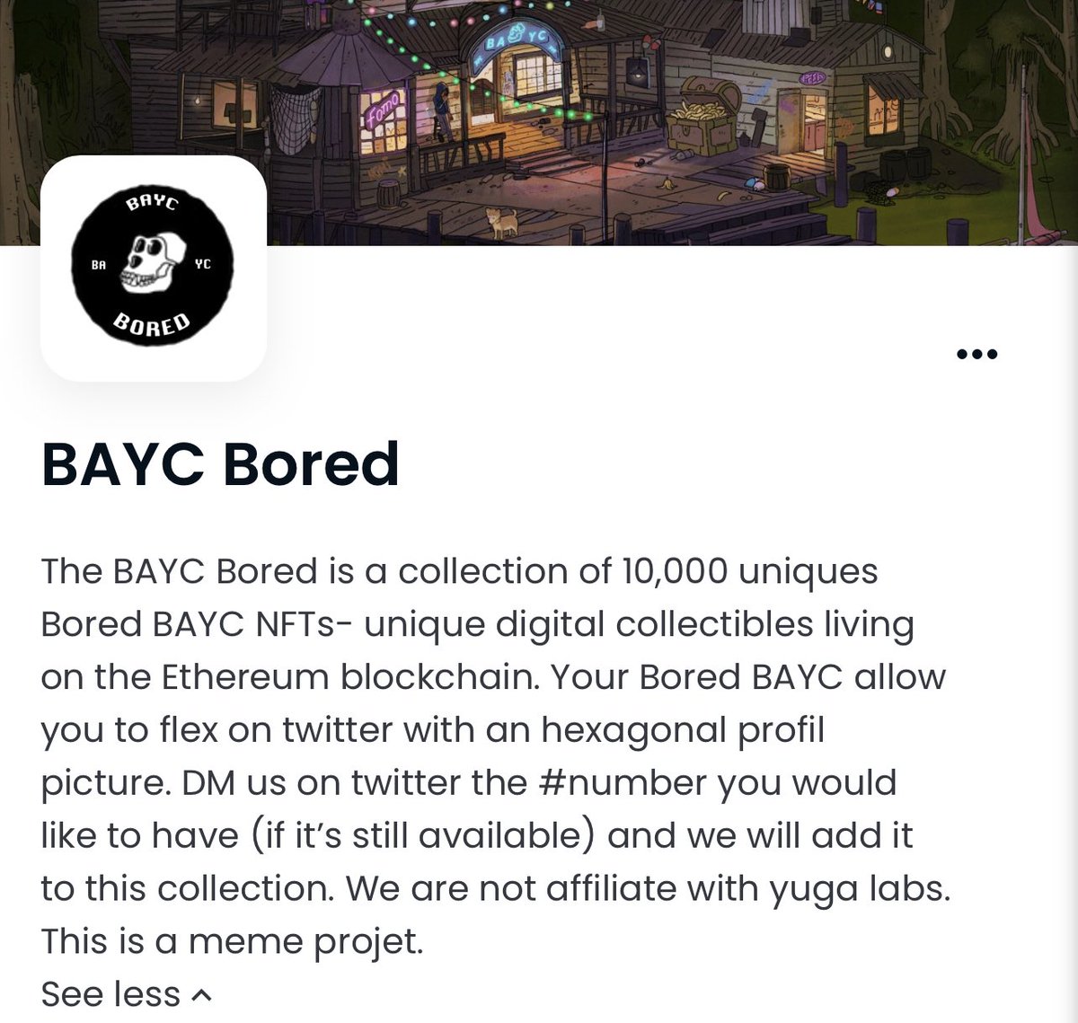 BAYCBored's tweet photo. Just to be clear! This project is made to flex with low budget! And we are not affiliated with #YugaLabs ! Our collection can be deleted at anytime so be careful and have fun ! 🚀🤪 https://t.co/QHB71T6TCH