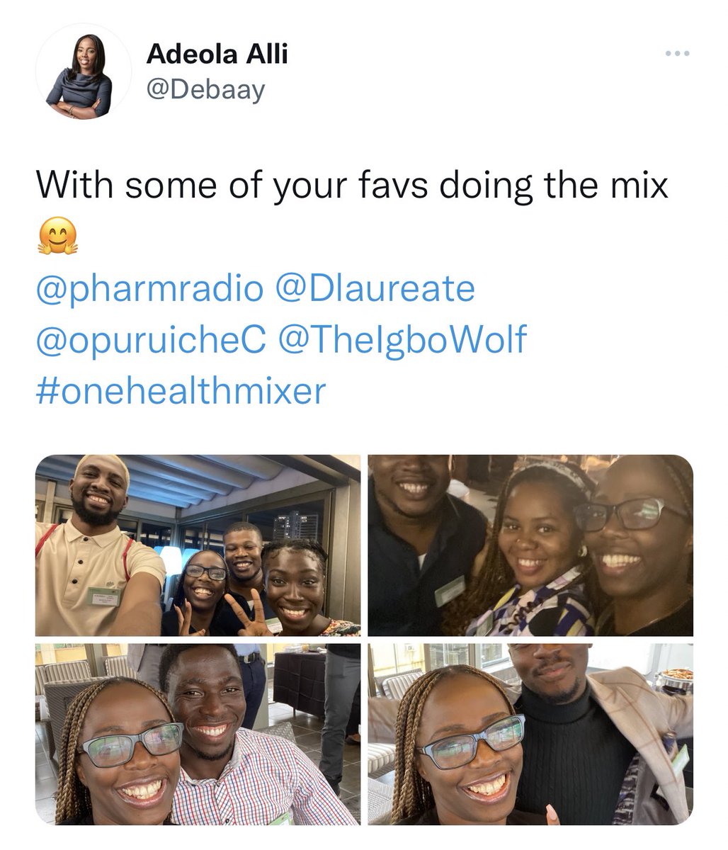 SalamiAbideenO1's tweet photo. Thanks so much @Debaay ceo/founder #Onehealthng for your word of encouragement 🥰. It’s honor connecting with other influencers @TheIgbowolf @TechCabal @Pharmradio @OpuruicheC @onehealthmixer @Dlaureate 💥 https://t.co/H5ONW4NJNi