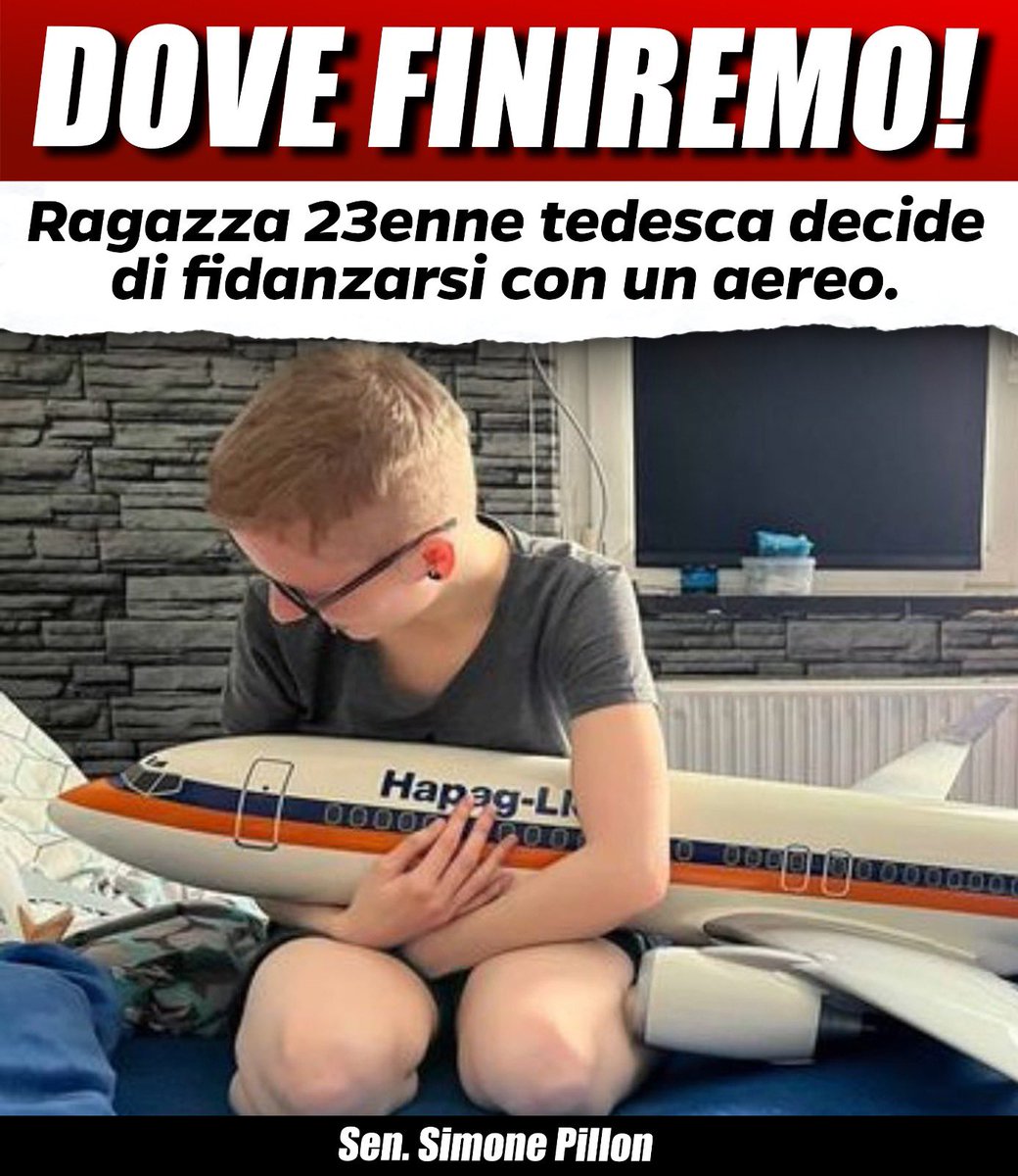 SimoPillon's tweet photo. 🔴 Se deve esser dato riconoscimento giuridico a ogni forma di amore, perchè non dovrebbe essere giusto fidanzarsi con gli aeroplani? Love is love, no? https://t.co/oct8H7lO9Q
