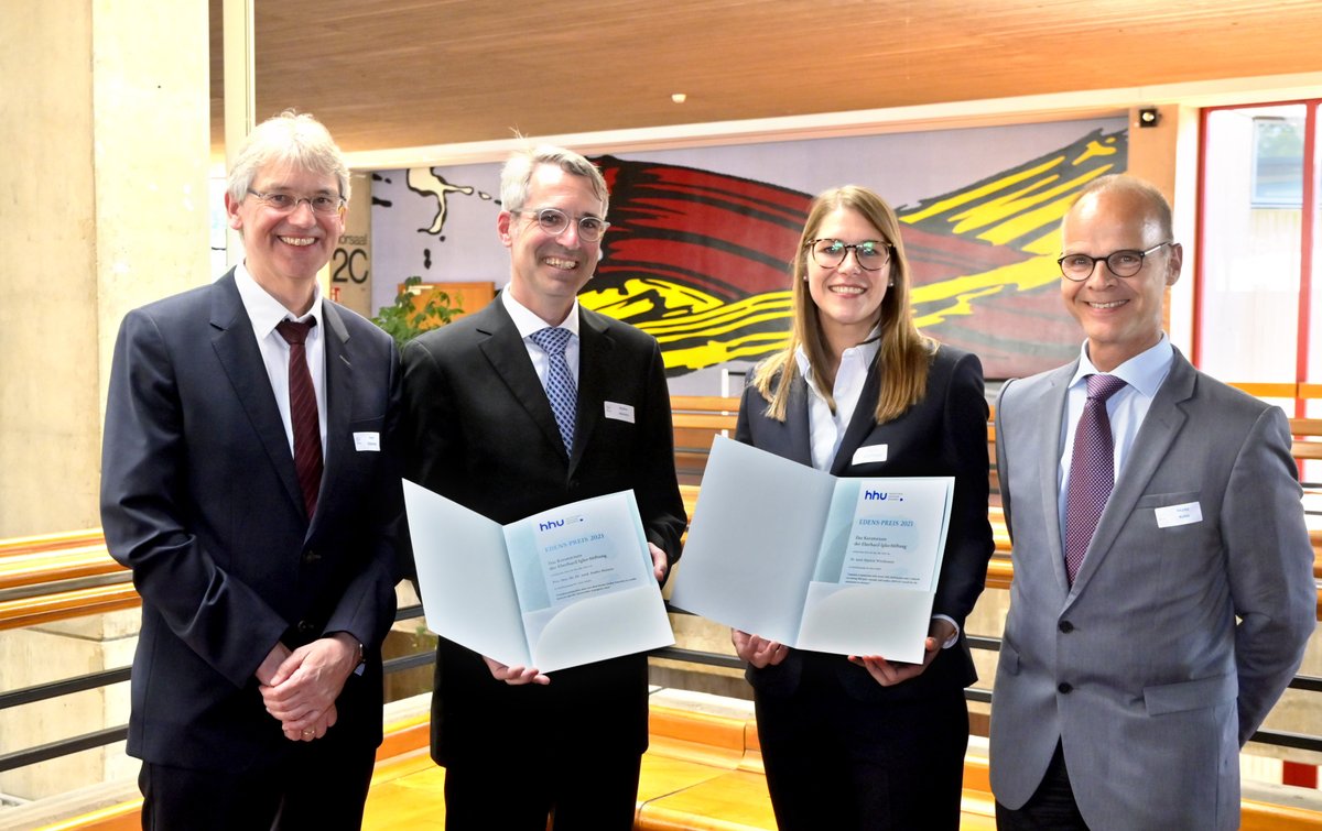 Der Edens Preis 2021 der Eberhard-Igler-Stiftung ging an Dr. Patricia Wischmann, Klinik für Kardiologie, Pneumologie und Angiologie, und PD Dr. Dr. André Heinen, Institut für Herz- und Kreislaufphysiologie, medizin.hhu.de/news-detailinf…