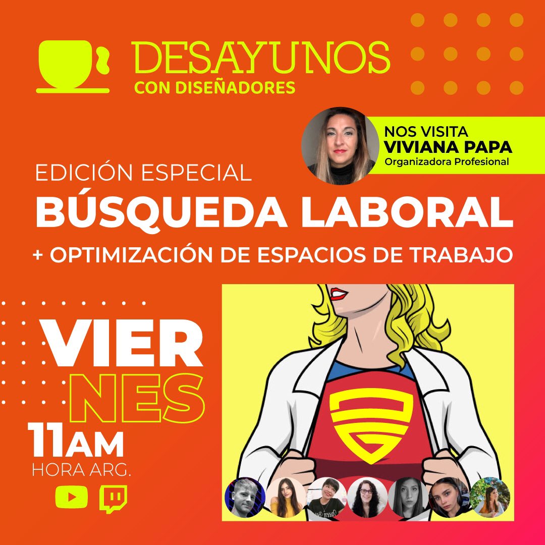 reddediseno's tweet photo. DESAYUNOS CON DISEÑADORES
HOY Viernes 11 am (hora Arg.)
En Youtube y Twitch

ESPECIAL 2 HORAS!

🔸TEMA 1:
OPTIMIZACIÓN DE ESPACIOS DE TRABAJO

🔸TEMA 2:
BÚSQUEDAS LABORALES DE SUPER DISEÑADORES

Te esperamos
.
#diseño #diseñadora #diseñador #diseñadores #diseñografico https://t.co/fcvGhySEh4