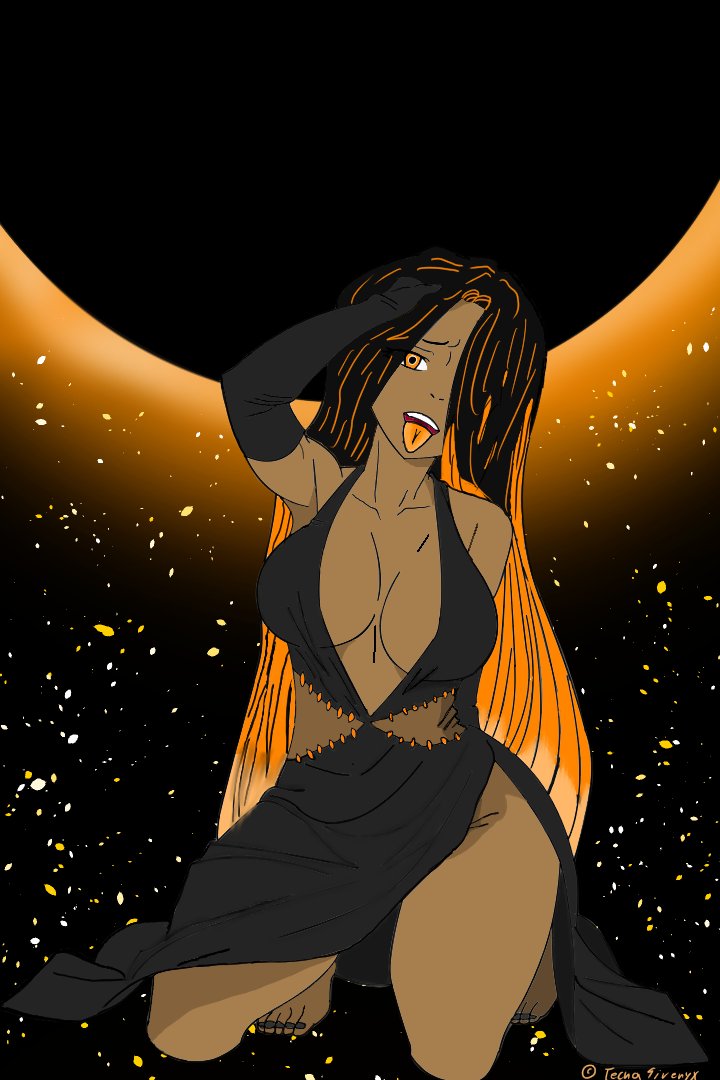 Tecna682's tweet photo. A Little Surprise To Myself Because this was a thing i wanted to draw For a Long Time it is "BlackHole Chan" in my Art style and i am Honestly very Proud of it 🧡🖤🧡 https://t.co/VZcFgLHGst