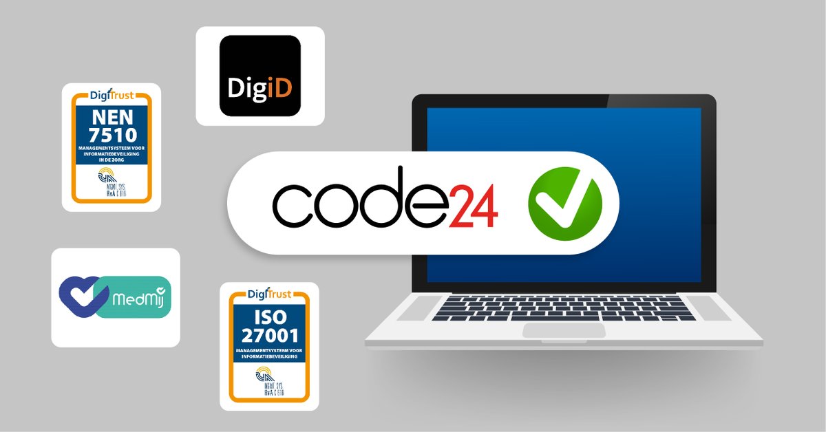 Code24NL's tweet image. Code24 heeft succesvol al haar audits voor 2022 doorlopen. Dit betreffen de audits ISO 27001 &amp;amp; NEN 7510 voor informatiebeveiliging, de aanvullende MedMij NEN 7510 normen en de audit voor het gebruik van DigiD.

We zijn blij en trots op het behaalde resultaat!

#Code24 #GGZ #EPD
