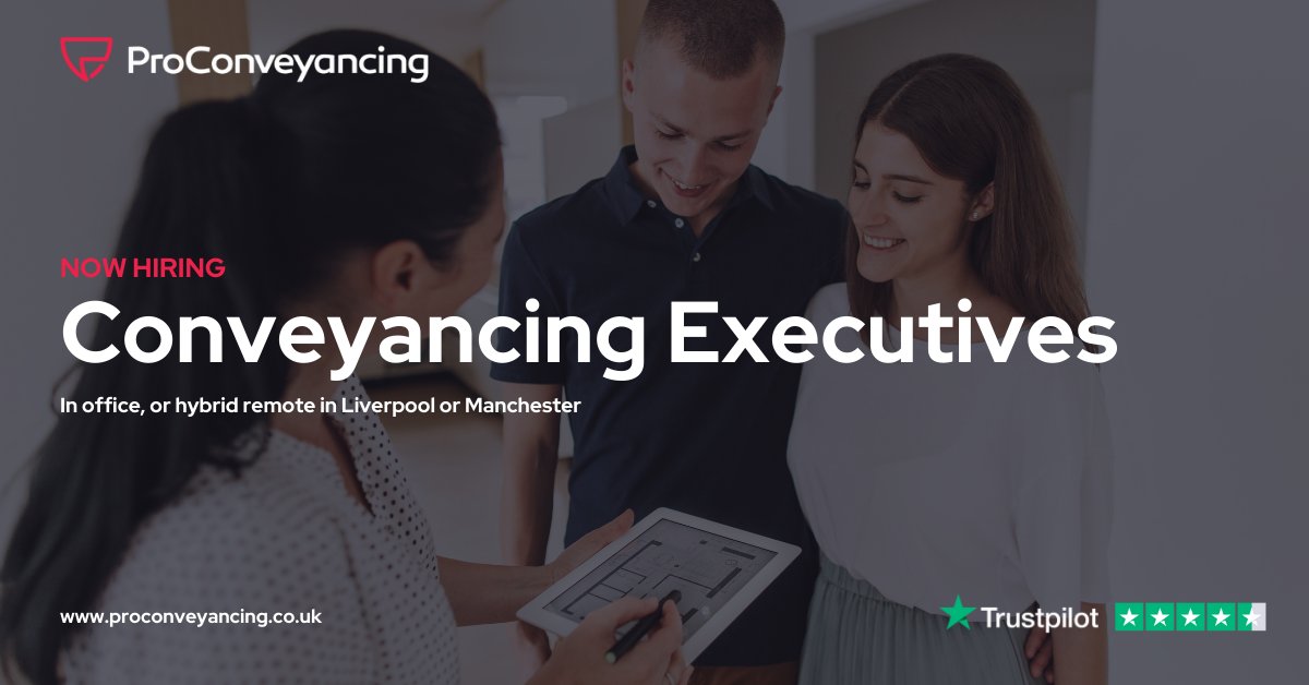 ProConveyancing's tweet image. We&apos;re looking for talented Conveyancing Executives to join our growing team! Remote and hybrid positions available.

For more information contact Ben Webber: ☎️ 07706326199 📧bwebber@proconveyancing.co.uk

#nowhiring #wirraljobs #liverpooljobs #remotejobs #conveyancingjobs