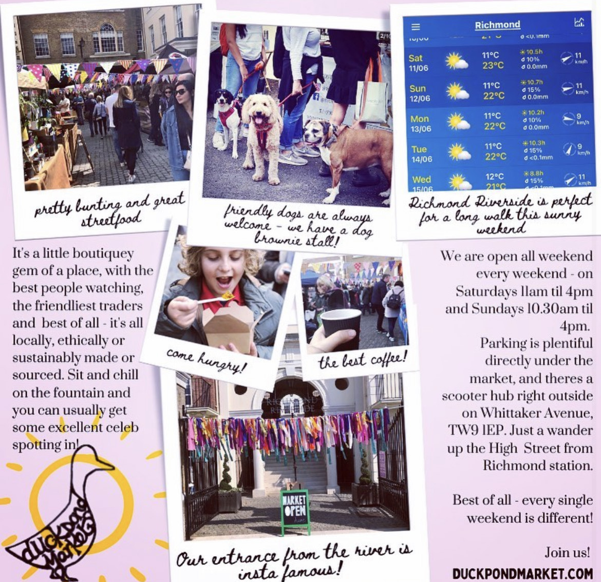 BeRichmondUK's tweet photo. What do you love about @duckpondmarket #Richmond?
#liveworkexplore #richmondmarket #heronsquare #thingstodoinlondon #ethical #supportlocal https://t.co/PysyD3MlRE